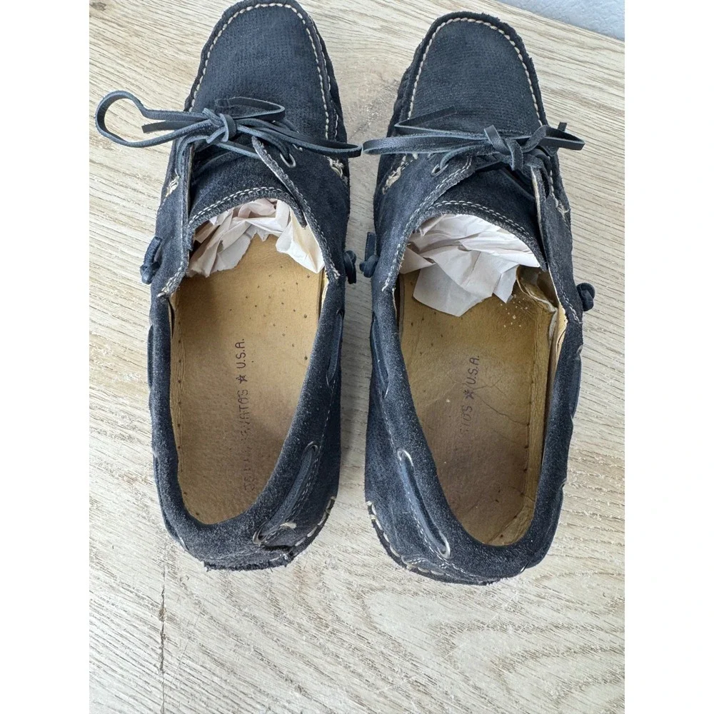 John Varvatos USA Navy Blue Suede Boat Shoes F1543P2B Men's Size 10.5 M
